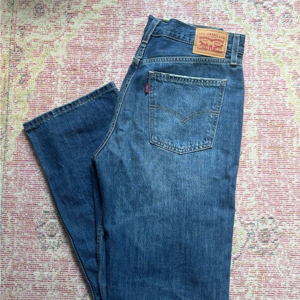 Levi's Blue Straight Jeans with Distressed Look